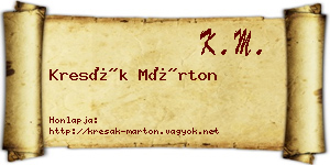 Kresák Márton névjegykártya